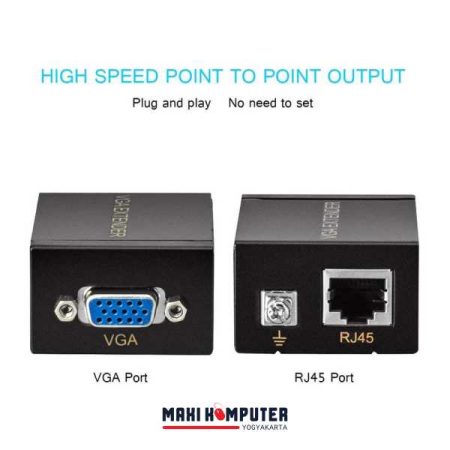 VGA Signal Extender 60M Single Ethernet Cable TX RX Konverter - Gambar 2
