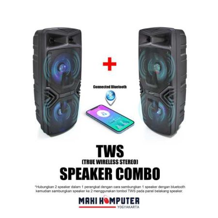 Simbadda CST 28N 30W RMS FM / Bluetooth / USB / AUX / TF / Mic RGB Display Outdoor TWS Speaker - Gambar 5