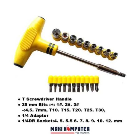 Jialong JL-1080 24Pcs Socket & Bits Set Tools Kit Obeng T Kunci Shock - Gambar 2