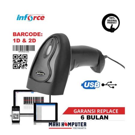 Inforce T220 1D 2D Plug & play USB Wired Barcode Scanner - Gambar 3