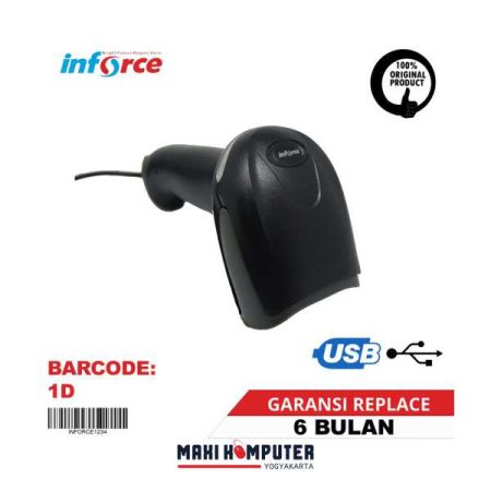 Inforce F20 + Stand 1D Ergonomic Design USB Wired Barcode Scanner - Gambar 4