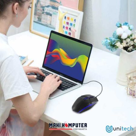 Unitech V8 1200 DPI 6 Buttons RGB Ergonomic Design Wired Gaming Mouse - Gambar 2