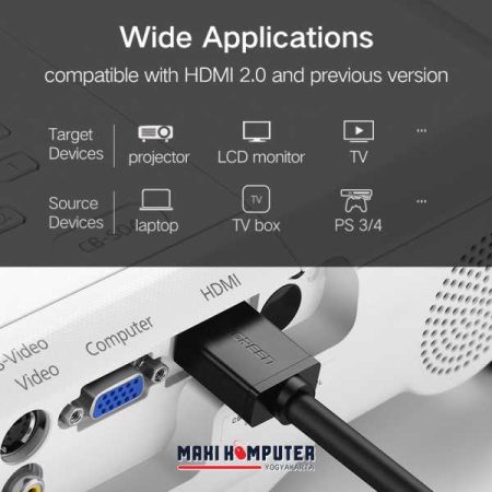 Ugreen 4K UHD 3D 60Hz HDMI 2.0 Cable 5M Gold Plated Kabel HDMI - Gambar 4