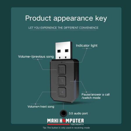 ZF169 Bluetooth 4.0 Car Wireless Audio Dongle Adapter Audio Receiver - Gambar 3