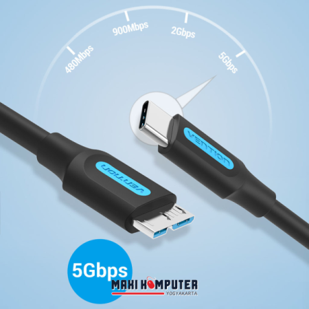 Vention USB Type-C Male to Micro B Male 1M Kabel Data HDD Harddisk - Gambar 3