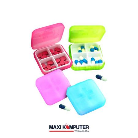 4 Slot Mini Design Medicine Box Case Kotak Tempat Penyimpanan Obat