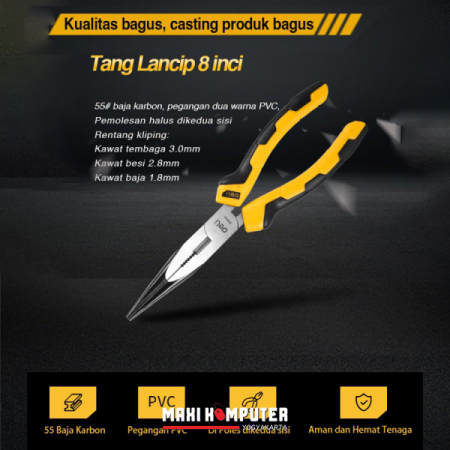 Deli DL210X 8" Long Nose Plier Durable Material PVC Handle Tang Lancip - Gambar 5