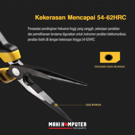 Deli DL210X 8" Long Nose Plier Durable Material PVC Handle Tang Lancip - Gambar 4