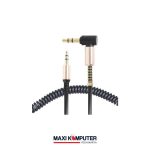 TaffSTUDIO Kabel Audio AUX 3.5mm Spring L Jack 1.5m - ZHY43938 - Black