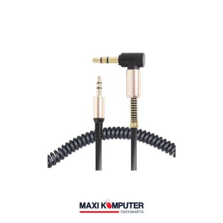 TaffSTUDIO Kabel Audio AUX 3.5mm Spring L Jack 1.5m - ZHY43938 - Black