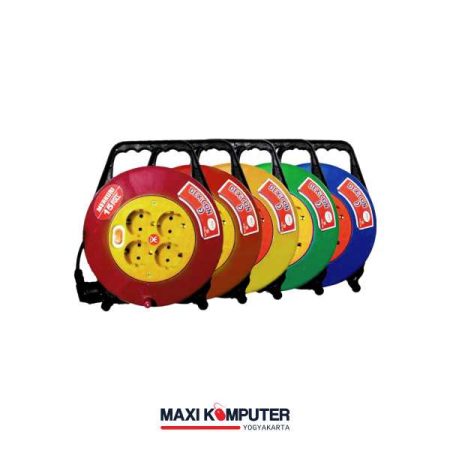 Dexicon Merkuri 15m Full 4 Socket Kabel Roll Kabel Gulung + Saklar