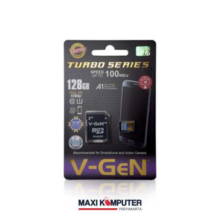 V-GeN Turbo Series 128GB A1 100MB/s Micro SD Card + Adapter