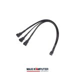 3 Way 4 Pin PWM Fan to 4 Pin + 2 x 3 Pin Black Sleeved Splitter Cable