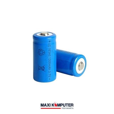 CR123A 16340 1300mAh Li-Ion 3.7V Rechargeable Battery Baterai