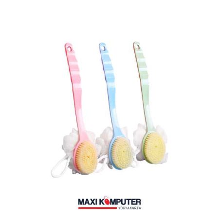 2In1 Shower Puff Tongkat Mandi Spons + Sikat Alat Pembersih Penggosok Badan
